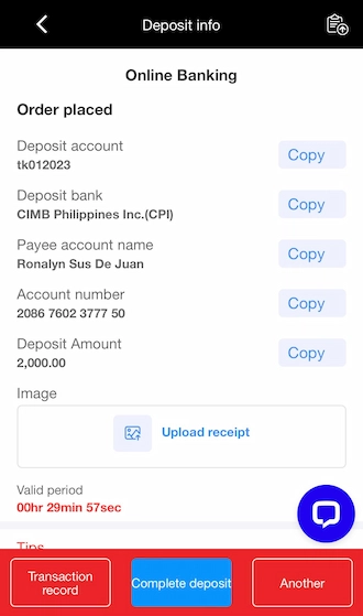 Step 3: Please copy the beneficiary bank information for 18JL Slot to initiate a transfer