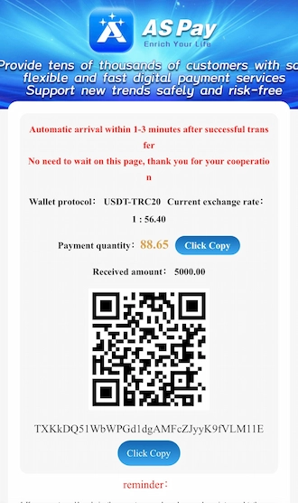 Step 4: The system provides a QR code, please save this QR code. Then open your cryptocurrency wallet and scan the QR code to pay.